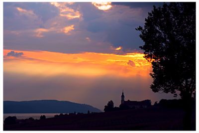 Silhouette of mountain at sunset