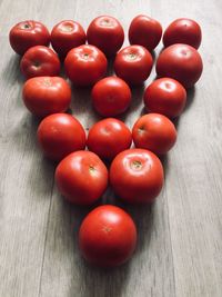 High angle view of tomatoes on table