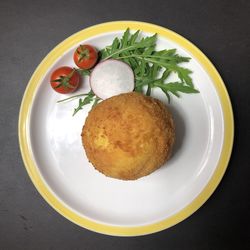 Directly above shot of meal served in plate