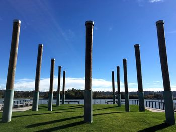 Low angle view of built structure against blue sky