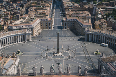 High angle view of buildings in city