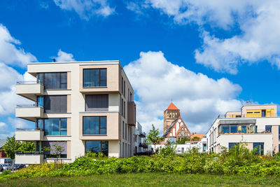 Buildings against blue sky