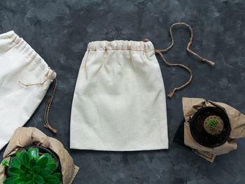 Reusable cotton eco bag mockup plastic free shopping canvas fabric  package template. zero waste.