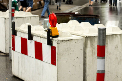 Barriers and bollards on street