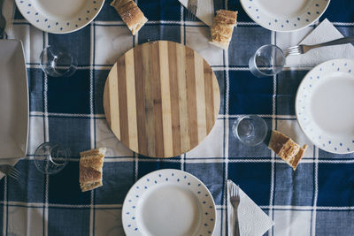 High angle view of food on table