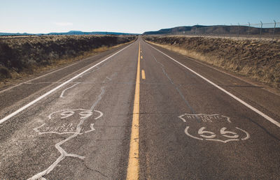 Road 66 against clear sky
