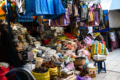 High angle view of food for sale