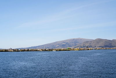 Scenic view of sea against blue sky