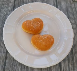 High angle view of food in plate on table