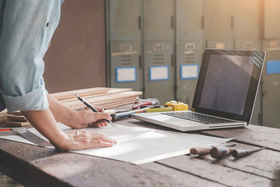 Man working on table