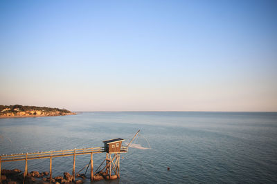Scenic view of sea against clear sky