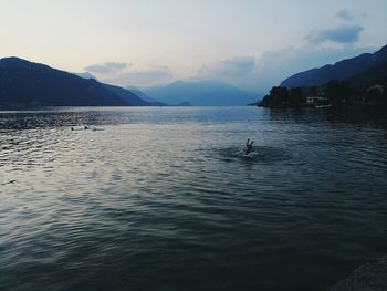 Scenic view of lake against sky