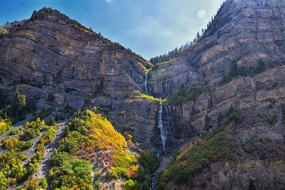 Bridal veil falls  double cataract waterfall provo canyon in utah, united states, america