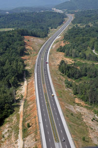 High angle view of highway by road