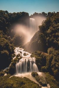 Scenic view of waterfall in forest