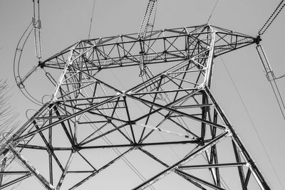 Low angle view of electricity pylon against sky