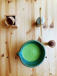 High angle view of tea on table