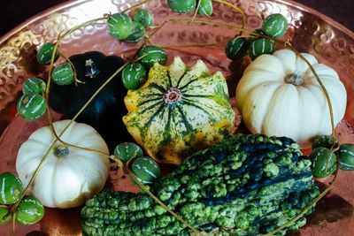 Close-up view of pumpkins