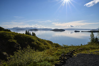 Scenic view of lake against sky