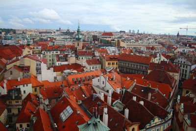 High angle view of townscape against sky