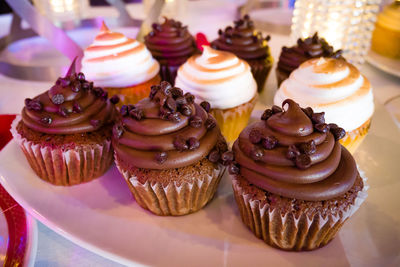 Close-up of cupcakes on plate