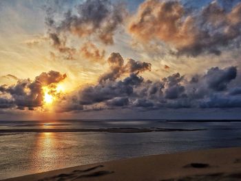 Scenic view of sea against cloudy sky