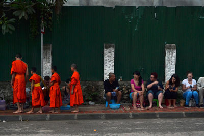 Group of people walking in temple