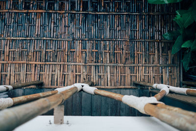 Close-up of metal structure in factory