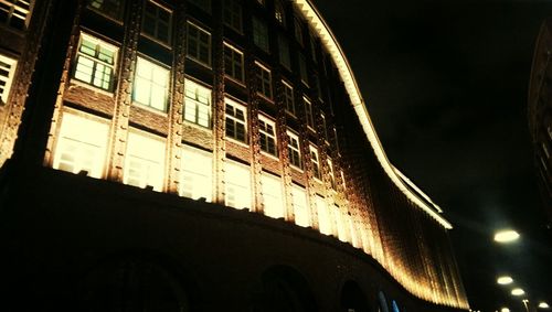 Low angle view of building at night