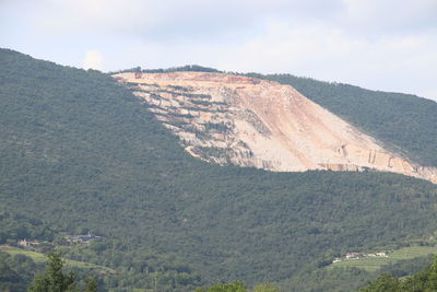 High angle view of land against sky