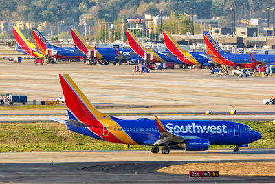 View of airplane on airport runway