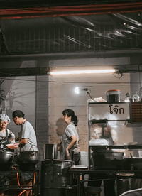 People working at restaurant