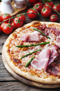 Close-up of pizza on table