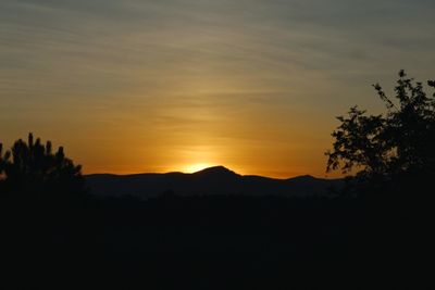 Scenic view of silhouette landscape against sky during sunset