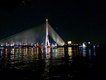 Bridge over river at night