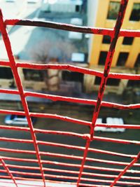 Close-up of red object on wall