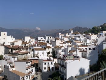 Rooftops of white village of sayalonga in the axarquía region of southern spain.