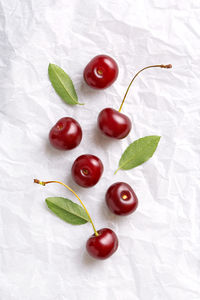 High angle view of fruits against white background