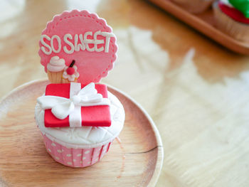 High angle view of cake on table