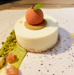 Close-up of dessert in plate on table