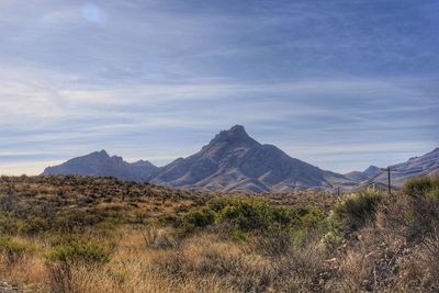 Scenic view of mountains against sky