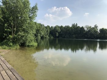 Scenic view of lake against sky