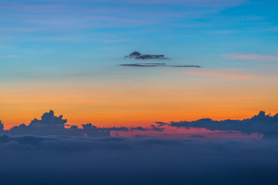 Extremely beautiful sunset, bright orange sky, gradient