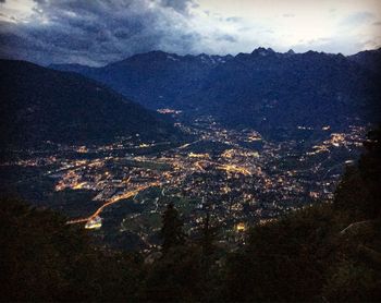 Aerial view of mountains against sky