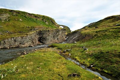 Scenic view of land against sky