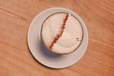 High angle view of coffee on table