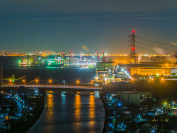 Illuminated city at night