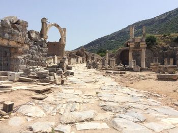 View of old ruins against clear sky