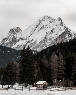 Snow covered mountains against sky