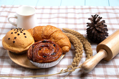 Close-up of breakfast on table